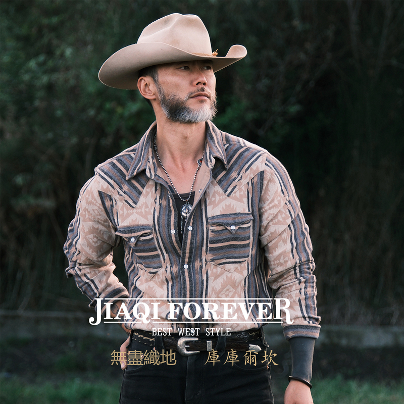 【Endless Weaving·Kukulkan】American Retro Navajo Jacquard Autumn Slim-Fit Denim Western Shirt 【Endless Weaving·Kukulkan】American Retro Navajo Jacquard Autumn Slim-Fit Denim Western Shirt