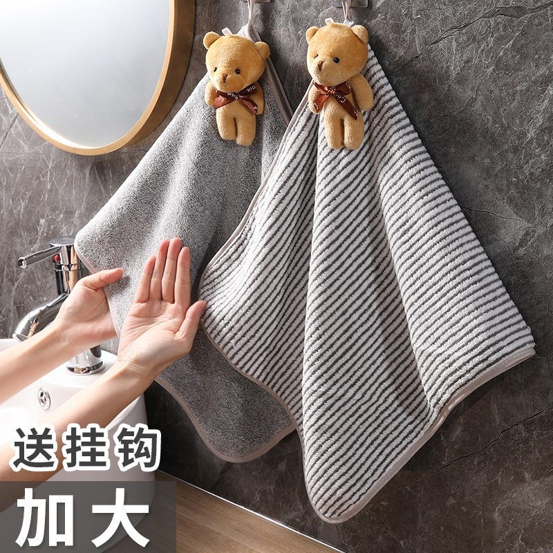 Large Hanging Hand Towel, Cute Cartoon Design for Kitchen and Bathroom, Absorbent, Non-Shedding, Thick Hand Wiping Cloth for Children