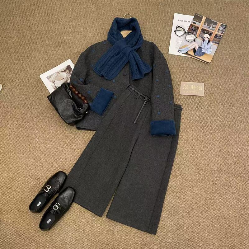 【Code 515】Fantey Brand Old Money Style Retro Fashion Versatile Jacket + Casual Pants Set 0421 【Code 515】Fantey Brand Old Money Style Retro Fashion Versatile Jacket + Casual Pants Set 0421