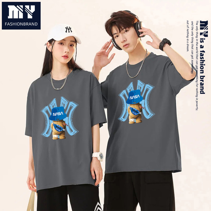 【My Epic Clearance Price】Trendy T-Shirt Heavyweight Pure Cotton Couple Short Sleeve Round Neck Top Couple T-Shirt m