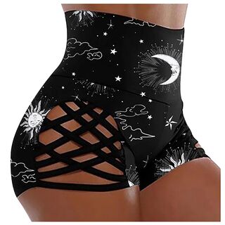Extreme moaon star print fashion shorts summer women hollow bike