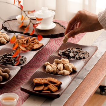 Creative bamboo and wood tray split dry fruit tray living room tea table