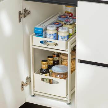 Under-sink pull-out storage rack pull-basket cabinet rack kitchen seasoning drawer layered bathroom cabinet kitchen cabinet storage