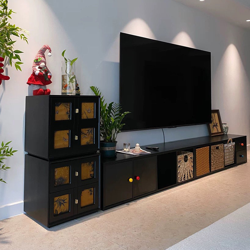 Solid Wood Living Room Floor-Standing Tv Cabinet 2026 New Model Home Storage Cabinet Integrated Small Apartment Grid Kallax