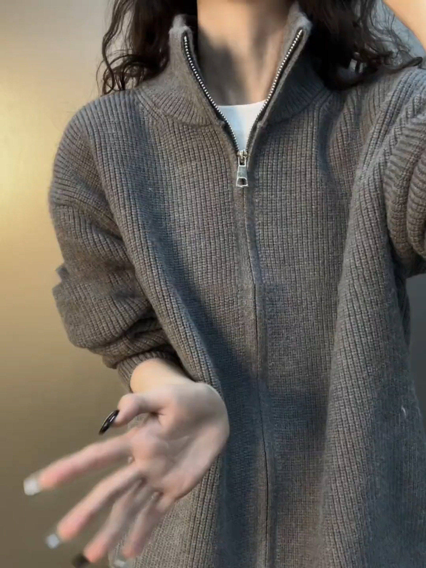 Gray Turtleneck Cardigan Sweater for Men and Women, Autumn and Winter Base Layer, Double Zipper Knitwear, Lazy and High-End Couple's Coat