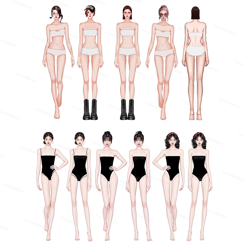 Fashion Design Model Material Procreate Human Body Underwear Template Psd Front and Back Craft Template Renderings