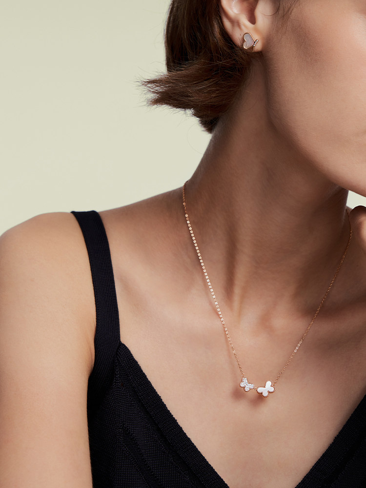 [Two Butterflies] Dukou Butterfly Necklace High-End Light Luxury Necklace New Year Gift Birthday Gift for Girlfriend