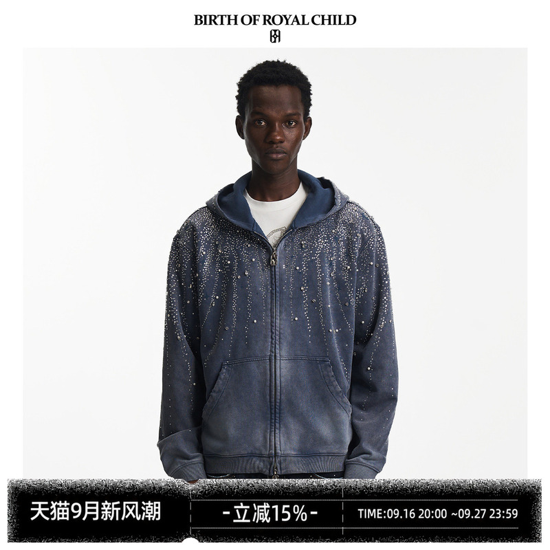 Birth of Royal Child.Borc 【Same Style as Liu Xianhua】Star-Studded Vintage Washed Hoodie