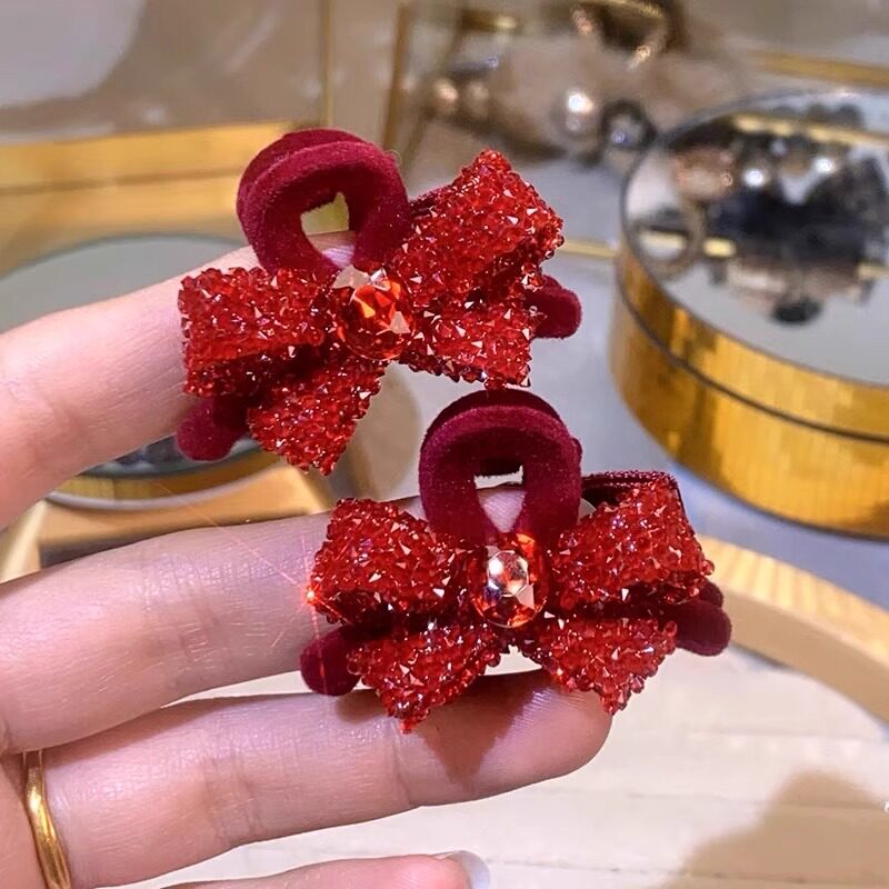 高级感半扎发小号抓夹女侧边发夹短发过渡期神器红色发卡新年头饰详情3