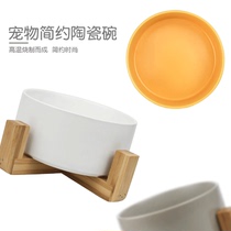 Ceramic cat food rice basin high foot Wood Japanese simple cat bowl protection cervical spine cat dog water Food Bowl Pet Bowl