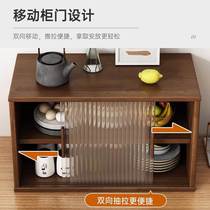 Japanese solid wood dining side countertop storage cabinet glass door kitchen dustproof cabinet coffee storage cabinet desktop cup holder