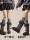 Wool Sock Covers for Boots, Women's Thickened Autumn and Winter Gray Footless Socks, Long Leg Warmers, Slimming and Trendy