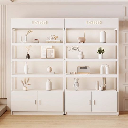 Vitrina de exhibición, vitrina de piso, vitrina de exhibición de productos, estante de cosméticos para salón de belleza, estante de exhibición multicapa