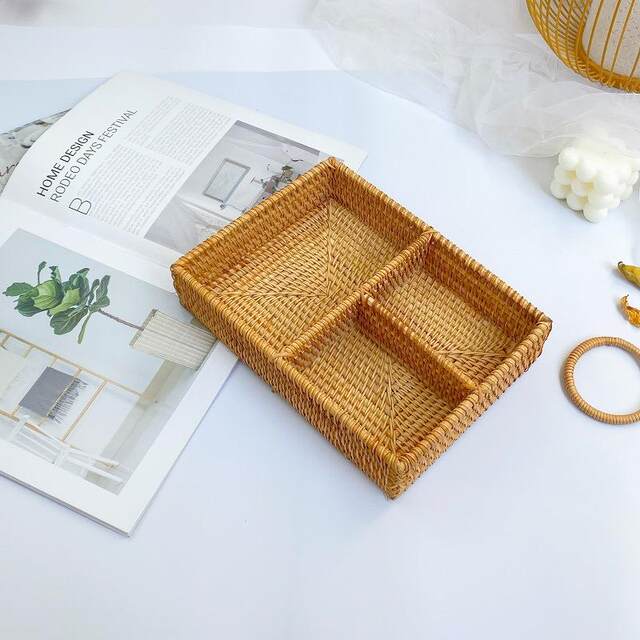 New Vietnamese rattan desktop storage box office debris storage basket card mobile remote control storage