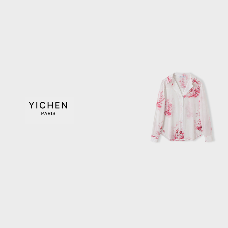 Yc Pink Floral Series Printed Lightweight Loose Vacation Shirt-5538