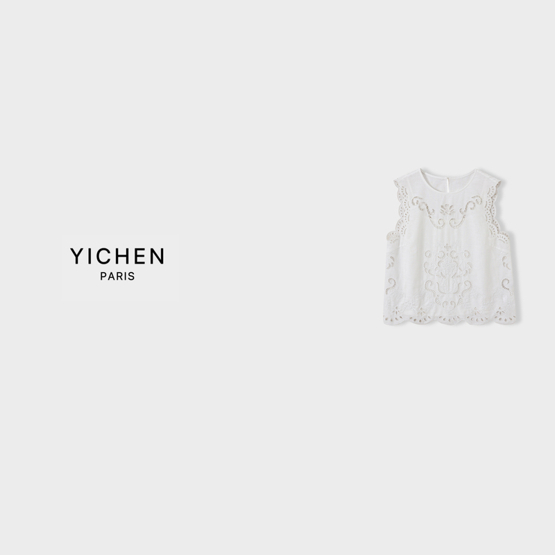 Yc High-End Embossed Cut-Out Embroidery Vacation Style Sleeveless Loose Vest-5600 Yc High-End Embossed Cut-Out Embroidery Vacation Style Sleeveless Loose Vest-5600