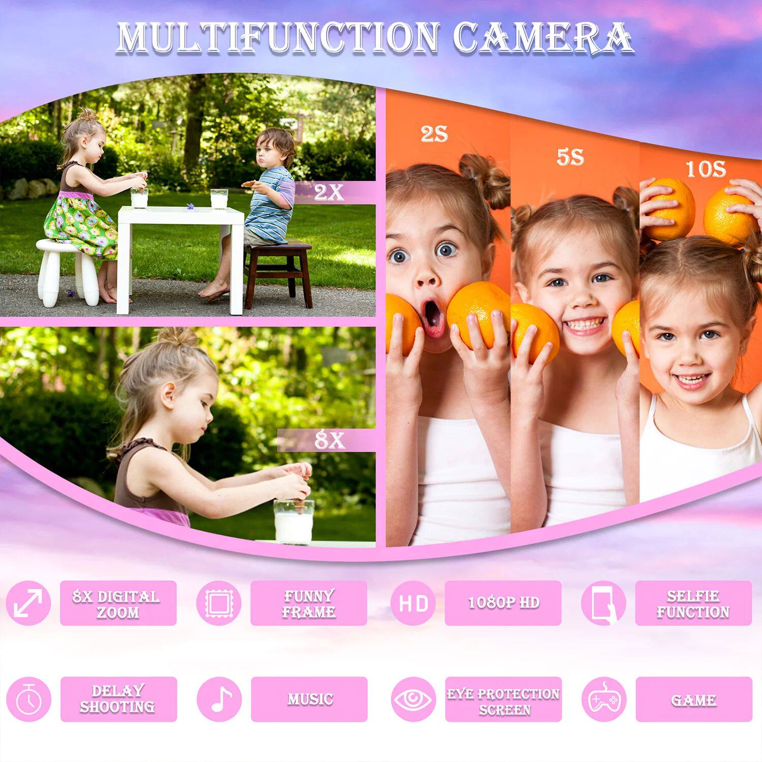 Детский фотоаппарат kids mini camera cartoon unicorn toys for girls boys birthda
