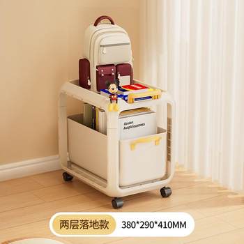 Schoolbag storage rack with wheels movable bookshelf for students dormitory table placement artifact children's desk storage rack