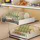 Kitchen pull-in-room bowl storage rack household sink bowl under cabinet built-in basket 69342 pull-in stainless steel tray