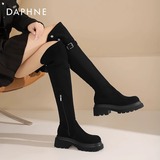 Женские бархатные ботинки Daphne plus/ новинка 2025 года; сезон осень-зима; повседневные ботинки в британском стиле; повседневные рыцарские сапоги; женские ботинки на толстой подошве