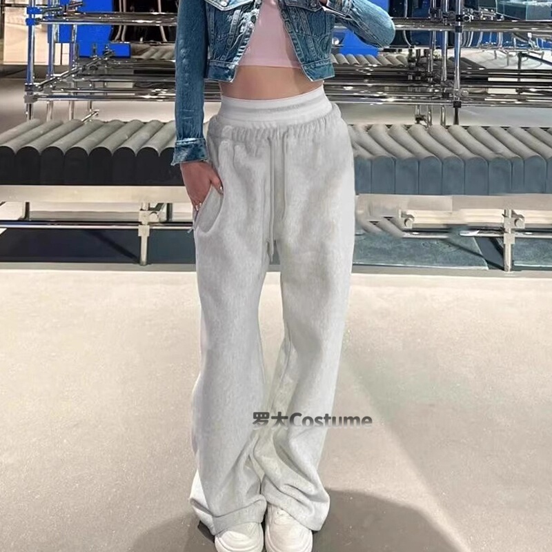 Alexander Wang Aw High-Waisted Faux Two-Piece Letter Straight-Leg Women's Wide-Leg Pants Trendy