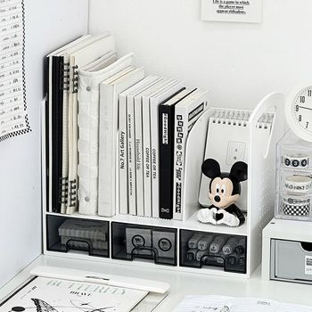 书立桌面书架文具学生用品收纳办公桌置物架文件架书桌多功能书立