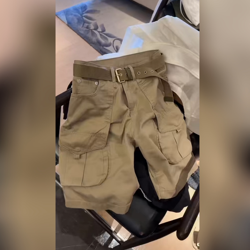Summer New American-Style Trendy Workwear Wide-Leg Shorts, Internet Celebrity Style, Pear-Shaped Body, Loose and Slimming Five-Point Shorts