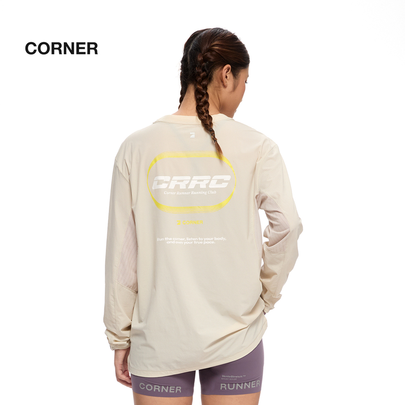Cornerrunner Long-Sleeved Sports T-Shirt for Women, Loose-Fitting Drop Shoulder Letter Print Versatile Outdoor Sun Protection for Men Cornerrunner Long-Sleeved Sports T-Shirt for Women, Loose-Fitting Drop Shoulder Letter Print Versatile Outdoor Sun Protection for Men