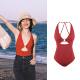 Retro Red High-End Sexy One-Piece Bikini for Small Busts, Tummy-Concealing, Slimming, Hot Spring Vacation Swimsuit for Girls