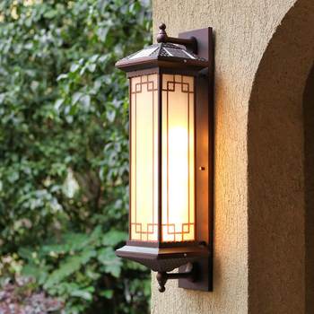 Solar energy chinese wall lamp outdoor courtyard door lamp garden fence door post lamp villa front terrace wall lamp