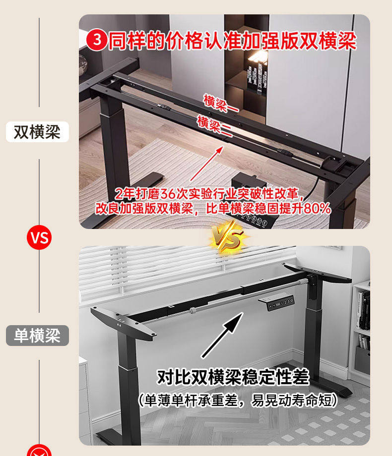 Электрический стол 智能电动升降桌腿双电机双横梁办公电脑桌腿支架脚架升降桌架配件 Wooden students