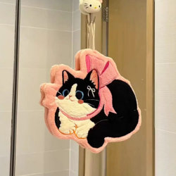 ins Cute Cat Wipe Hand Towel Hanging Kitchen Bathroom Water Absorbent Quick-drying Small Towel kids Handkerchief Rag Wipe Feet