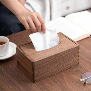 Black multi-walnut wood cardboard box new chinese style living room light luxury table my-069 functional towel solid wood paper storage box