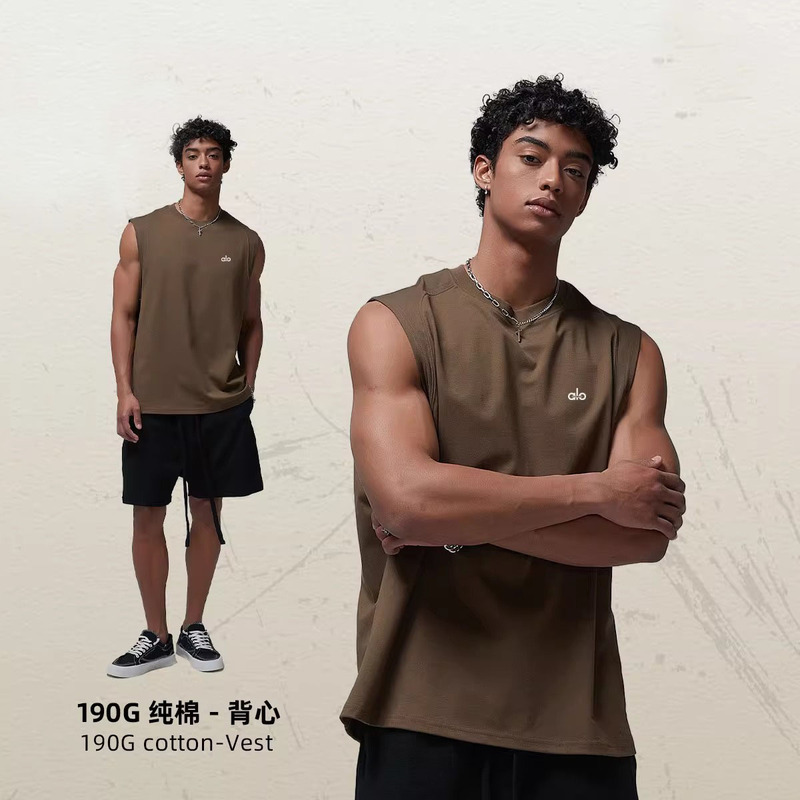 Alo Sports Vest for Men, Pure Cotton, Breathable, Quick-Drying, Sleeveless Top, Lightweight, Comfortable, New Outdoor Trendy Style Alo Sports Vest for Men, Pure Cotton, Breathable, Quick-Drying, Sleeveless Top, Lightweight, Comfortable, New Outdoor Trendy Style