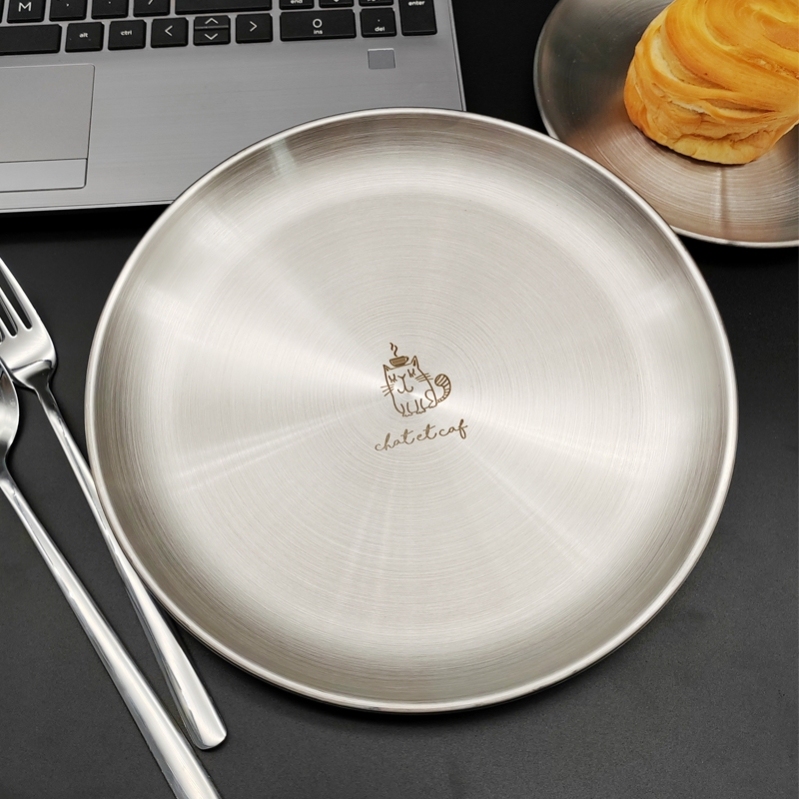 German 316L Stainless Steel Plate Double-Layer Integrated Round Plate Food-Grade Western-Style Plate Flat Plate Dish Steak Plate German 316L Stainless Steel Plate Double-Layer Integrated Round Plate Food-Grade Western-Style Plate Flat Plate Dish Steak Plate