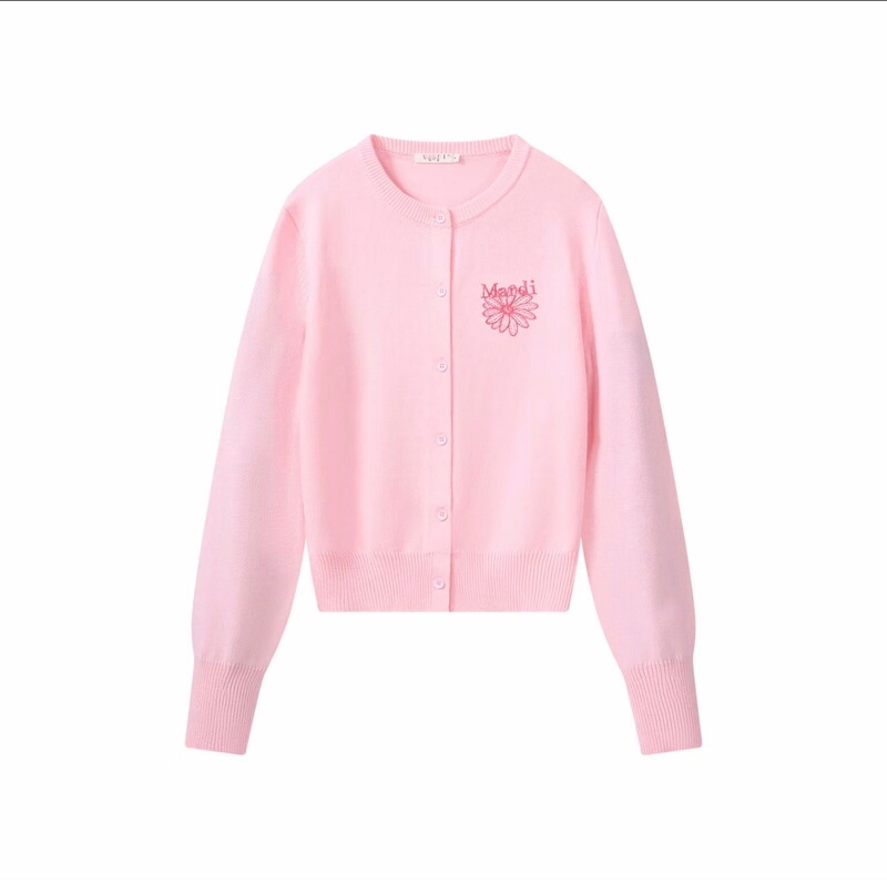 Mardi Series Knitwear, Thin Style with Daisy Embroidery, Age-Reducing, Complexion-Enhancing, Versatile, Regular Shoulder Cardigan Jacket