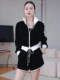 Mijie 2025 Autumn New Fashionable Black and White Color-Block Casual Suit for Women, Elegant and Slimming Two-Piece Set