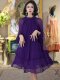 Mijie 2025 New Stylish and Youthful High-End Purple Dress for Women, Elegant Long-Sleeve Slim-Fit Mid-Length Dress