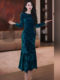 Mijie autumn and winter lady style velvet dress women's long-sleeved slimming high-end fishtail skirt temperament long skirt