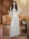 Mijiefa Autumn and Winter New Style Romantic White Lace Dress Women's Long-Sleeved Elegant Temperament Slimming Long Dress