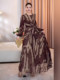 Mijie 2025 Autumn New Fashionable Age-Reducing Coffee-Colored Leopard Print Gradient Dress, Elegant and High-End, Waist-Cinching and Slimming Dress