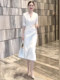 Mijie 2025 Autumn New Fashionable Age-Reducing White Dress for Women, Elegant, Stylish, Versatile, Slimming Long-Sleeve Dress