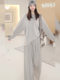 Mijie 2025 Autumn New Stylish and Youthful Gray Casual Suit for Women, Fashionable and Loose-Fitting, Slimming Two-Piece Set