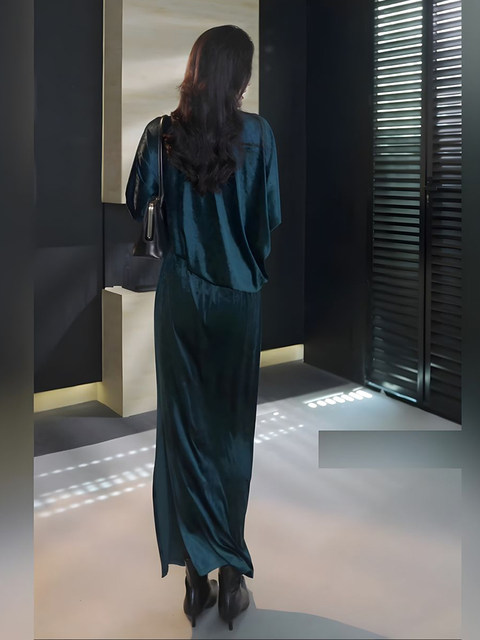 Mijie 2025 Autumn New Style Lightly Mature Loose Women's Long Dress with High-End Fashionable Temperament, Waist-Cinching and Slimming Effect