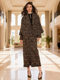 Mijie's New French-Style Coffee-Colored Tweed Suit for Women, Autumn and Winter Elegant Plaid Coat and Skirt Two-Piece Set
