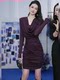 Mijie 2025 Autumn New Style Elegant and Age-Reducing Slim-Fit Purple Dress for Women, Fashionable and Slimming with Ruched Bodycon Design