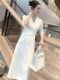 Mijie 2025 Autumn New Fashionable Age-Reducing White Dress for Women, Elegant, Stylish, Versatile, Slimming Long-Sleeve Dress