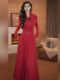 Mijie ladylike style V-neck red dress women's long-sleeved waist slimming slim high-end new long dress with a sense of atmosphere