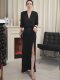 Mijie 2025 New French-Style Black Elegant and Slimming Dress for Women, Suitable for Daily Wear and Commuting, with a Waist-Cinching and Slim-Fit Long Dress