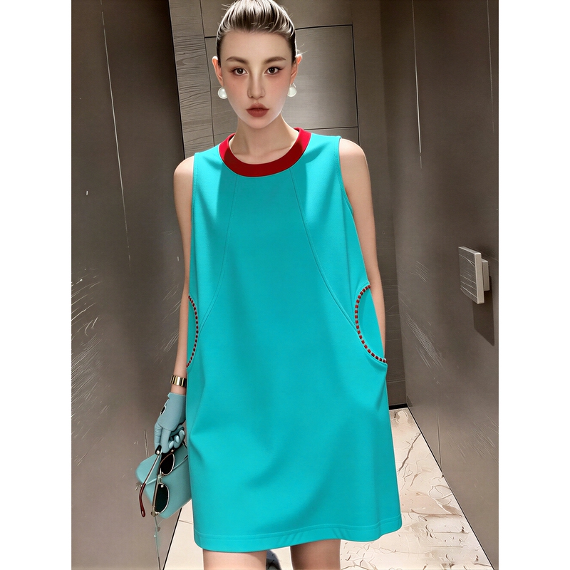 Korean Style High-End Blue Sleeveless Dress for Women 2026 Summer Fashionable Chic Age-Reducing Elegant Tank Dress Korean Style High-End Blue Sleeveless Dress for Women 2026 Summer Fashionable Chic Age-Reducing Elegant Tank Dress
